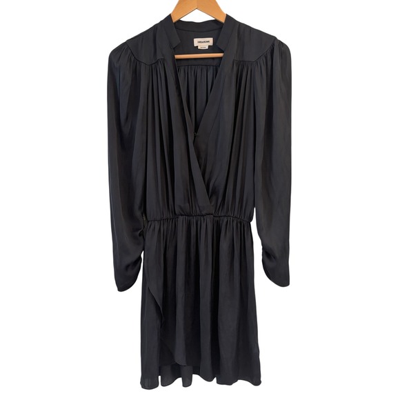 Zadig & Voltaire Reveal Satin Dress Size M Black Long Sleeve Mini Cocktail - Picture 1 of 10
